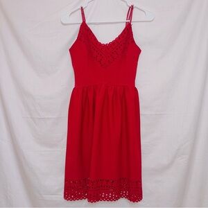 Three Pink Hearts NWT Red Sleeveless Eyelet Detail Party Mini Dress size medium